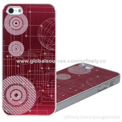 PC case for iPhone 5/5S, plating aluminum sheet, laser carve pattern, various colors available